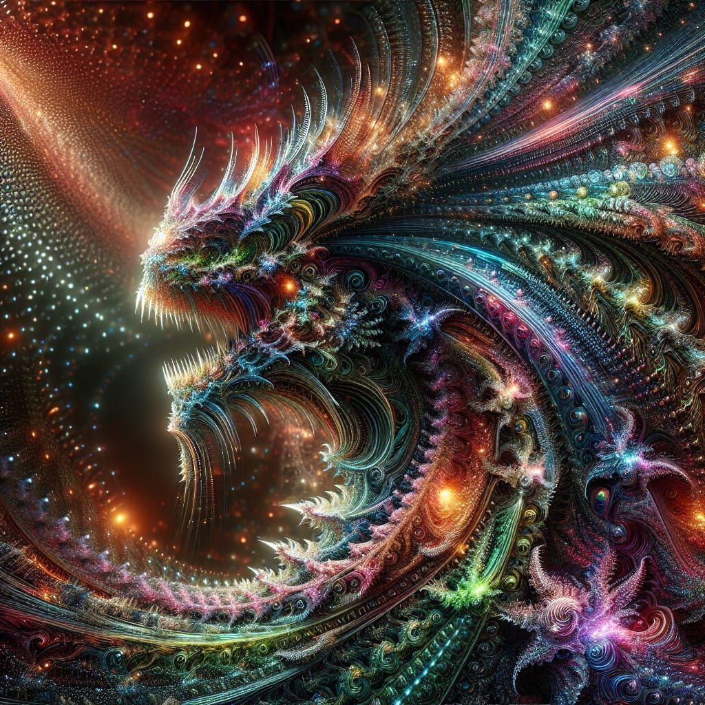 Fractal Xenomorph: Abstract Art in Vibrant Hues