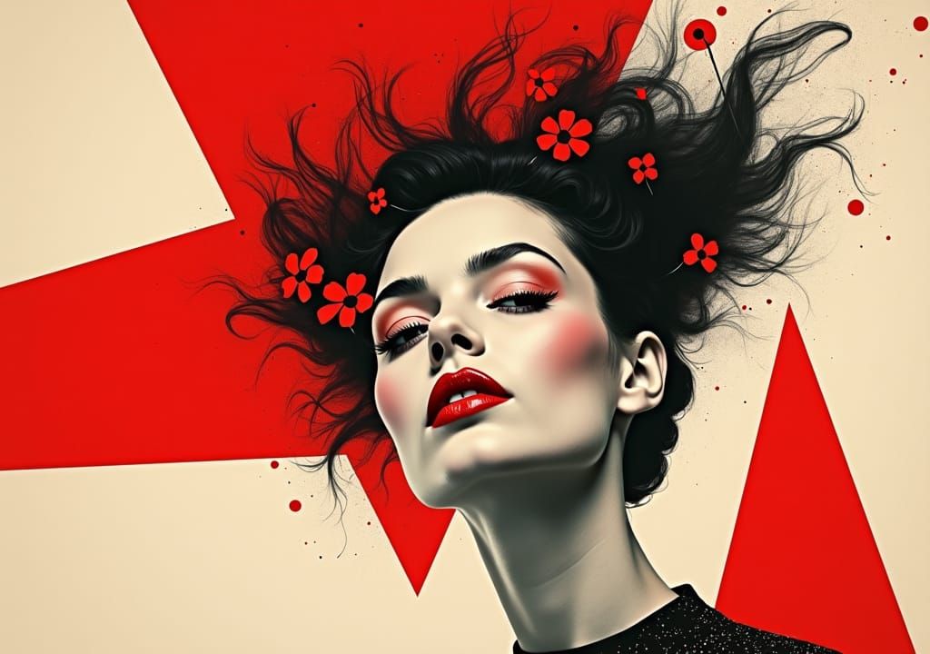 Bold Portrait with Geometric Dada Background