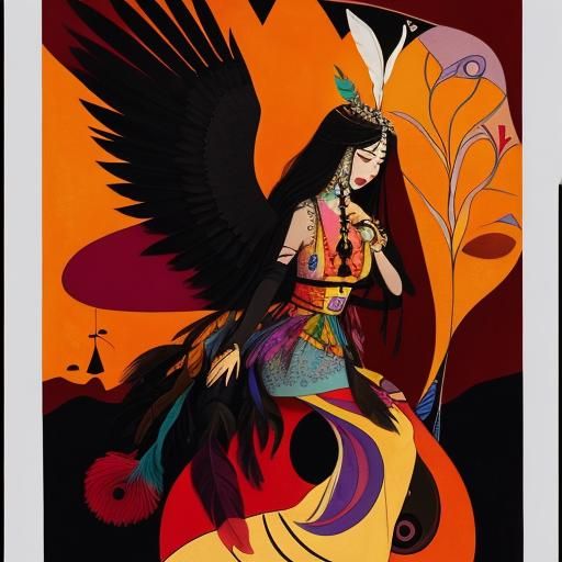 Surreal Photogram with Flowers, Feathers and White Bird