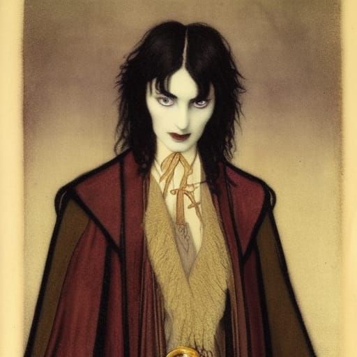 Vampire Lord with Cats: Dark Fantasy in Purple Colors