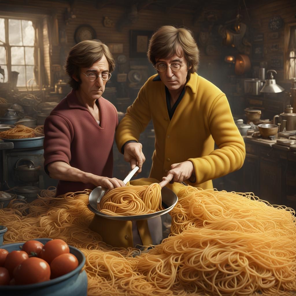 Lennon Serves Kirk Spaghetti: Detailed Matte Painting
