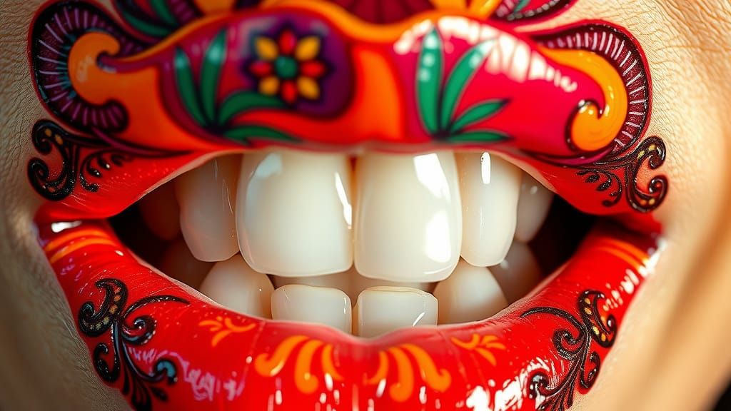 Colorful Lip Art Macro Photography