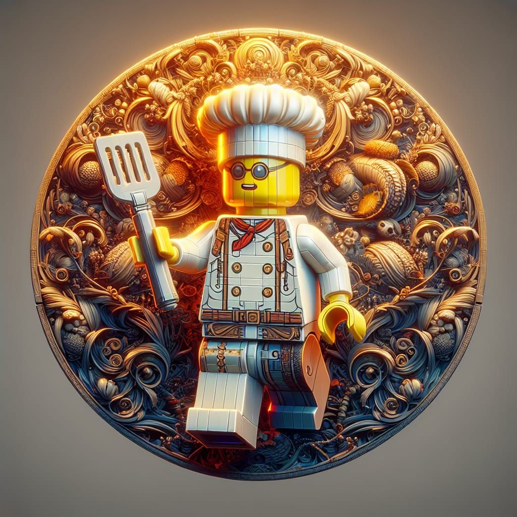 Lego Chef in Detailed Matte Painting Style