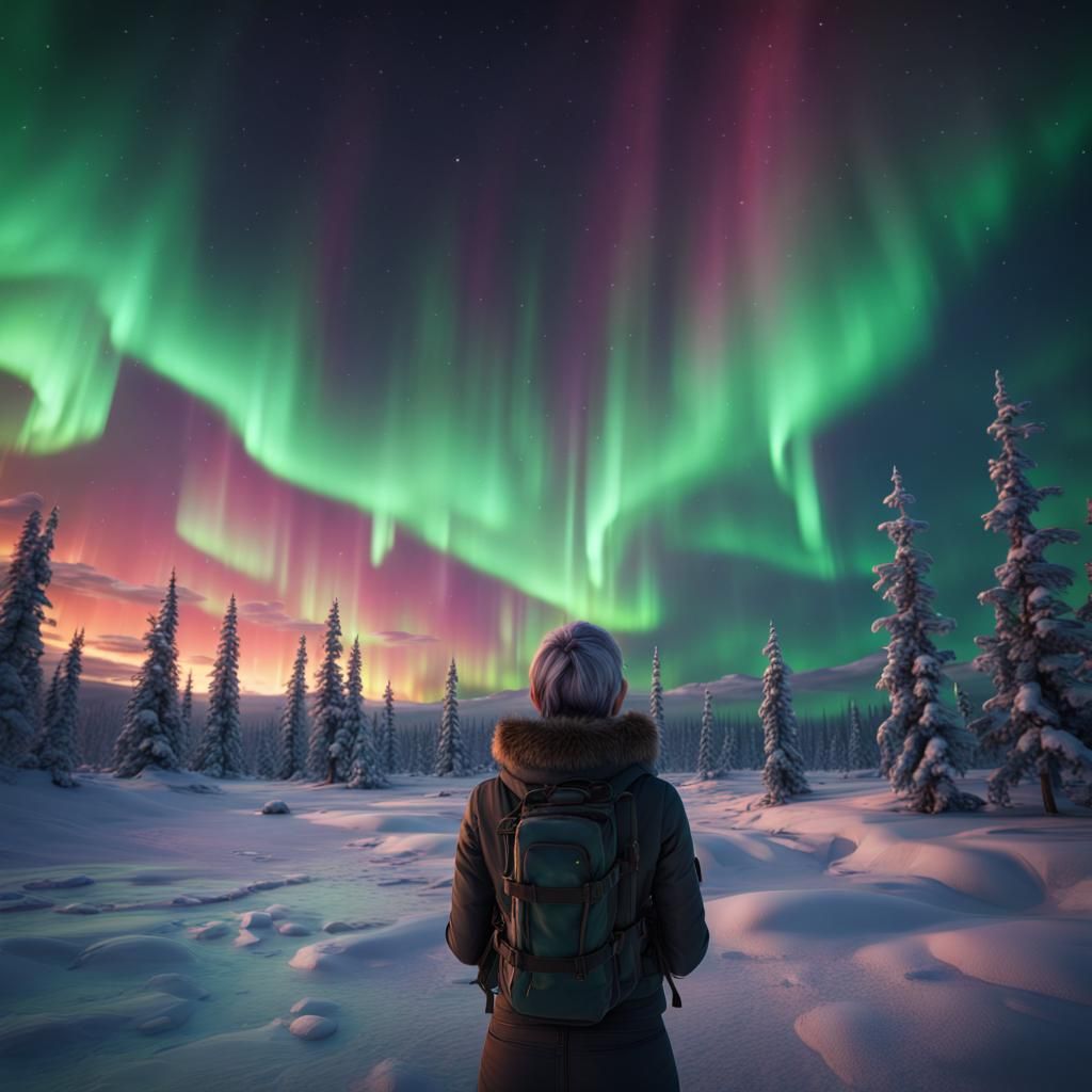 Woman Captures Northern Lights in Detailed Matte Painting