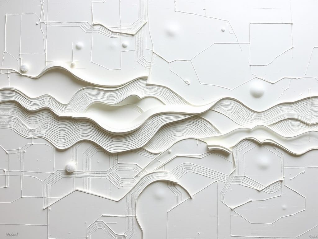Sculptural White Composition with Mixed Media Elements