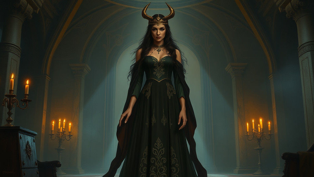 Mysterious Ralhyuh in Ancient Chamber, Oil Painting