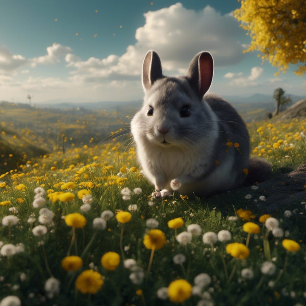 Chinchilla's Dandelion Dream: A Matte Painting