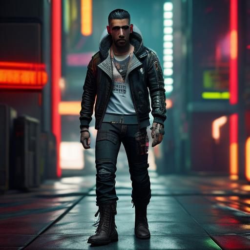 Cyberpunk Latino Nomad in Neon Future