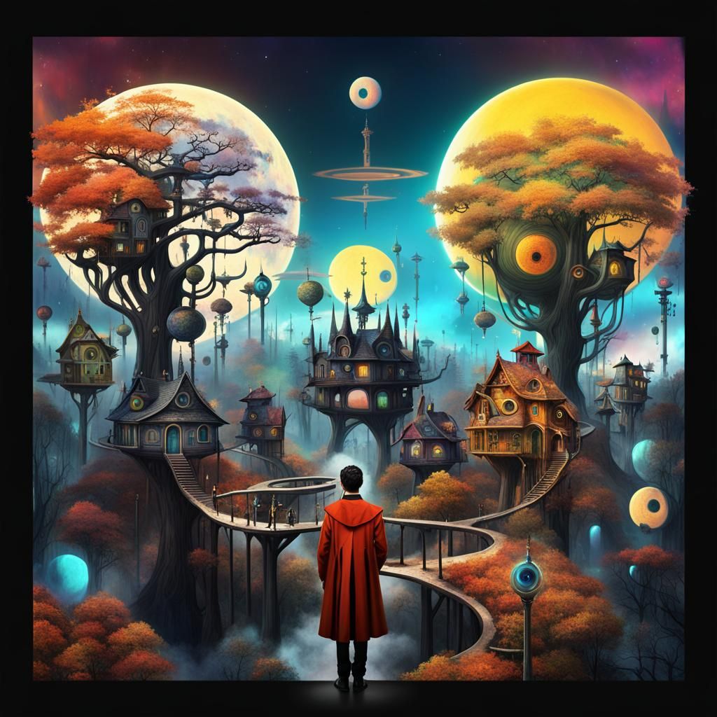 Surreal Autumn City with Fairy Godmother