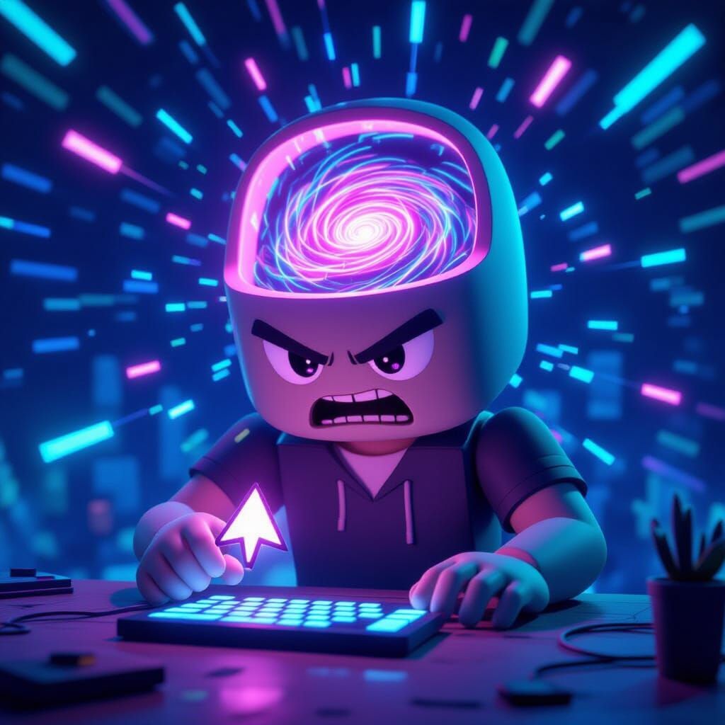 Roblox Character With Digital Brain Vortex