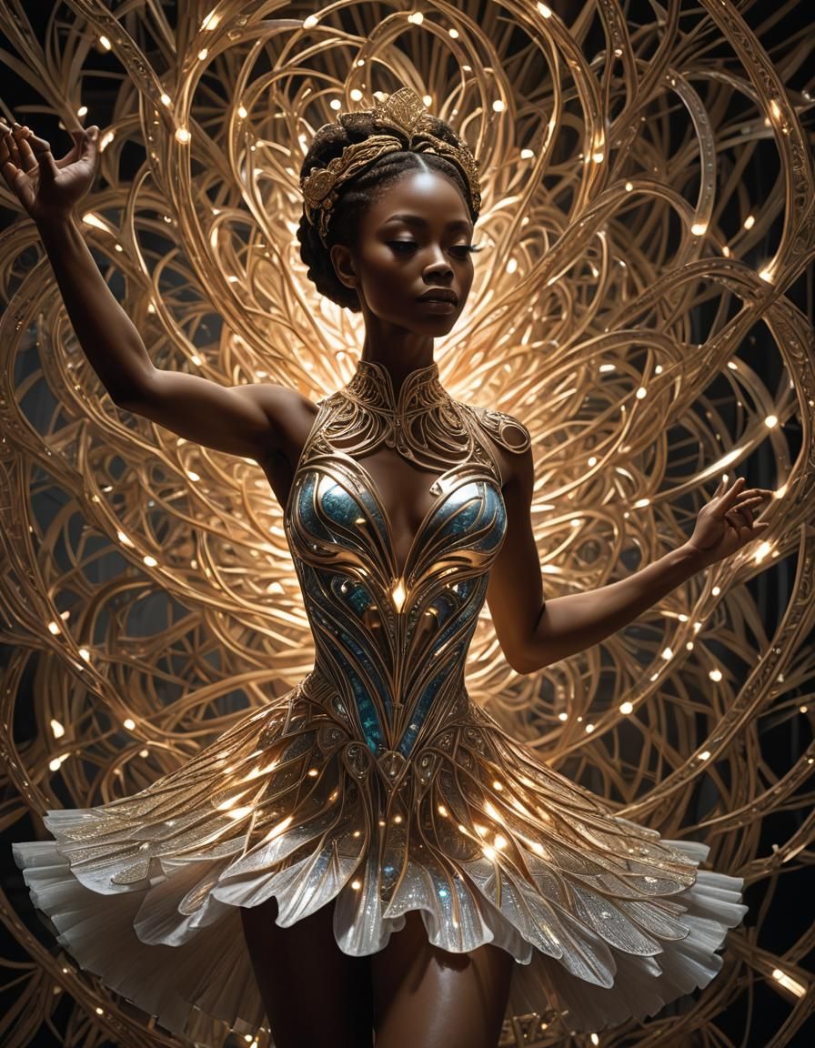 Melanin Ballerina in Volumetric Lighting