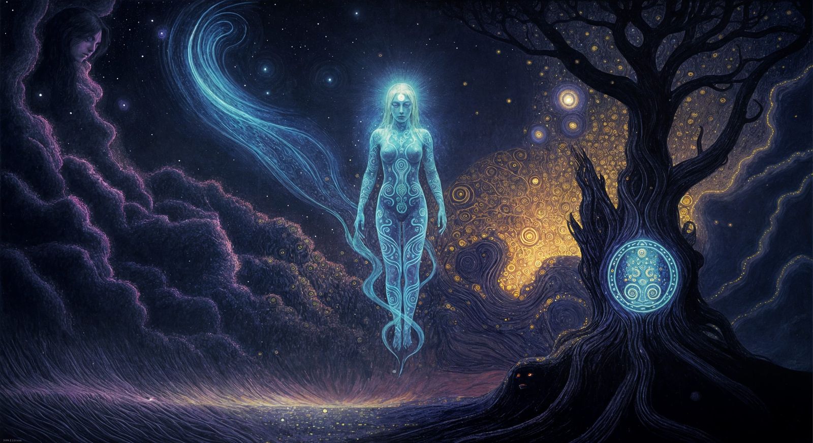 Path of the Tao: Psychedelic Klimt-esque Astral Scene