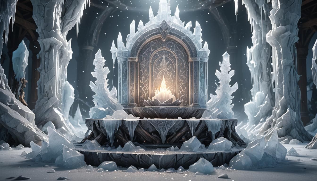 Icy Fantasy Altar in Detailed 3D Rendering