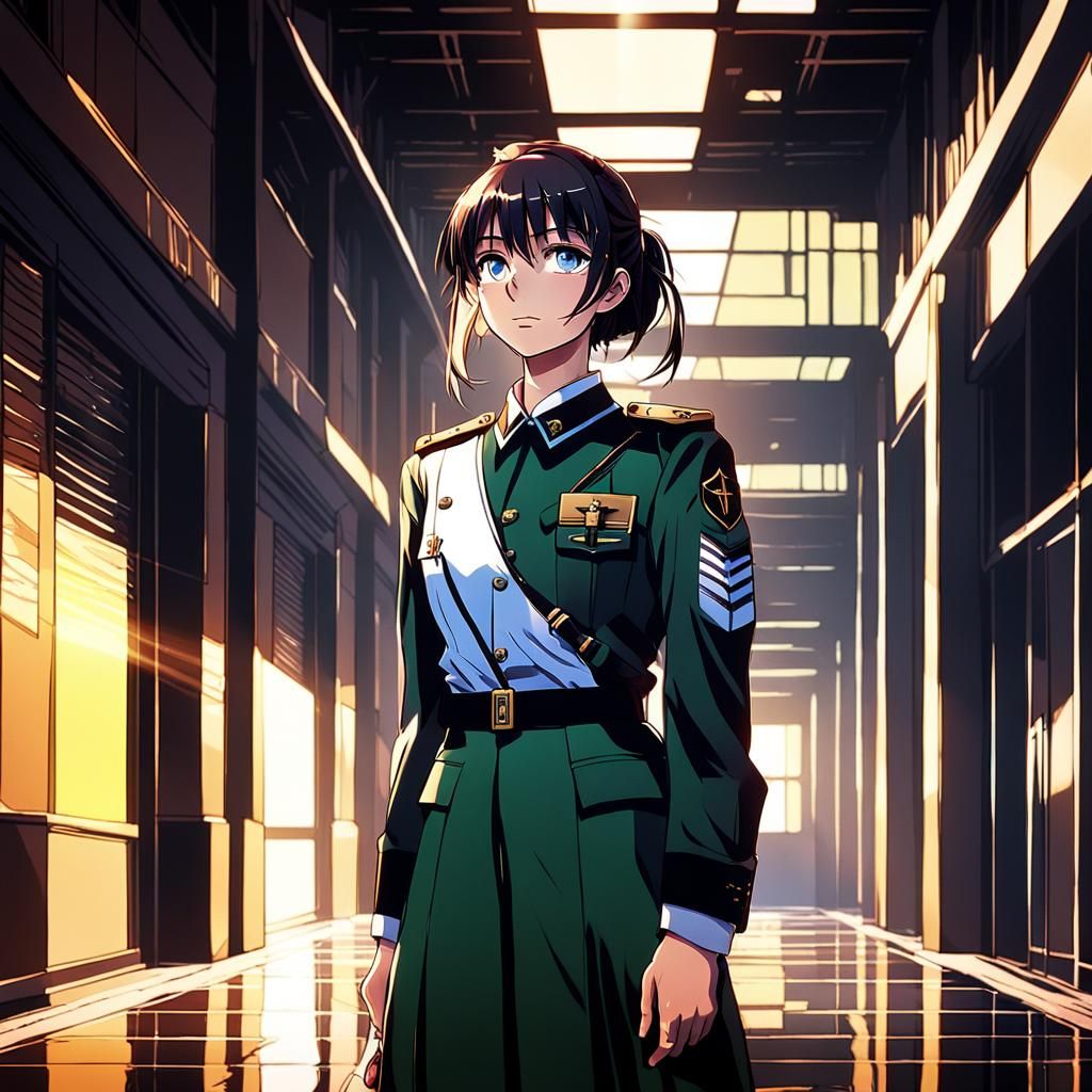 Anime Military School Girl in Studio Trigger Style