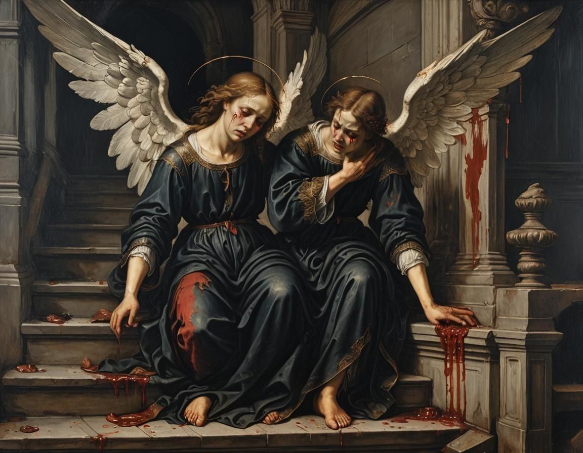 Angel's Lament: A Dark Renaissance Scene