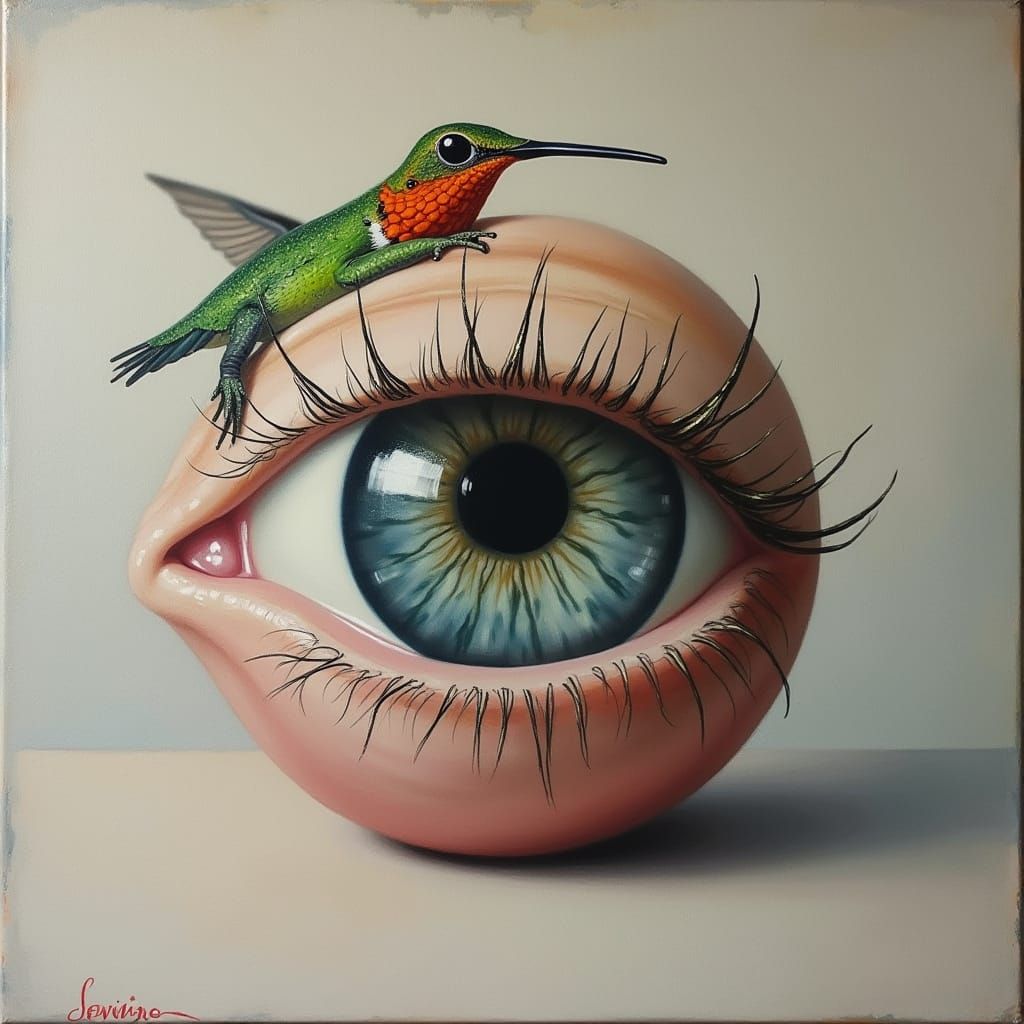 Trompe-l'œil Eyeball Painting with Creature Popping Out