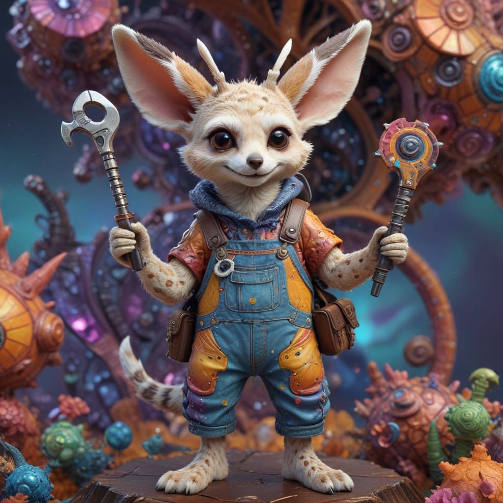 Whimsical Giraffe-Snail Hybrid in Fractal Dreams