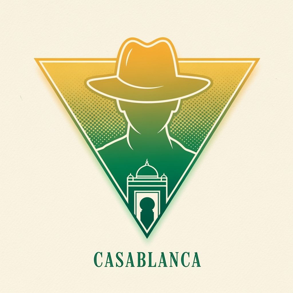 Graphic Silhouette in Downward Triangle with Saffron to Emer...