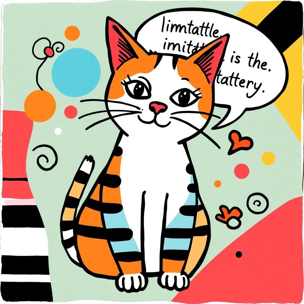 Pop Art Cat Illustration with Bold Lines