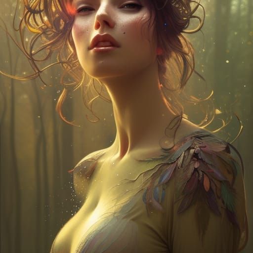 Glittering Forest Woman: Hyperdetailed Portrait