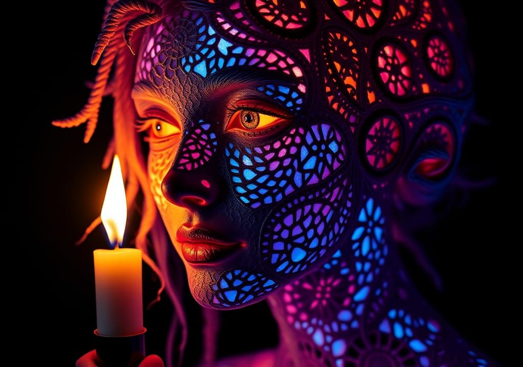 Hyperdetailed Lace Portrait with Dynamic Lighting