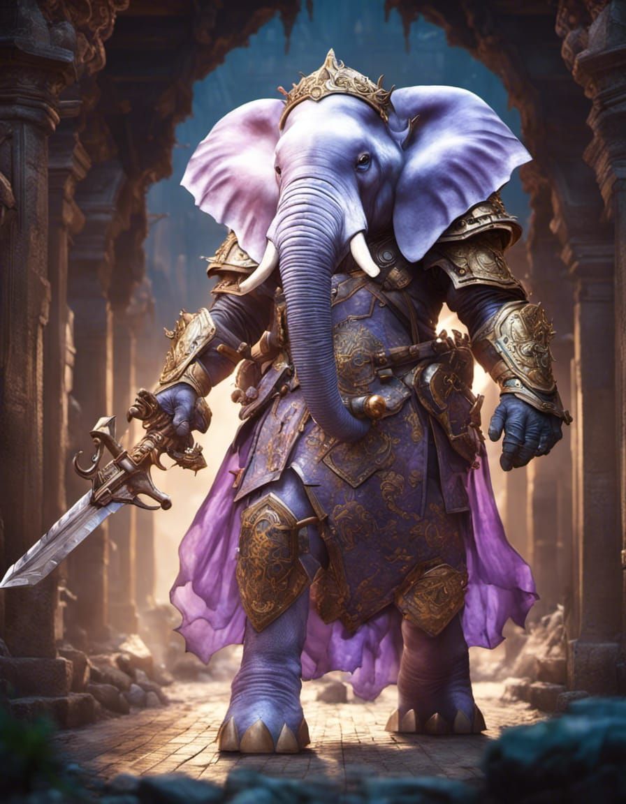 Graceful Loxodon Paladin in Detailed Armor