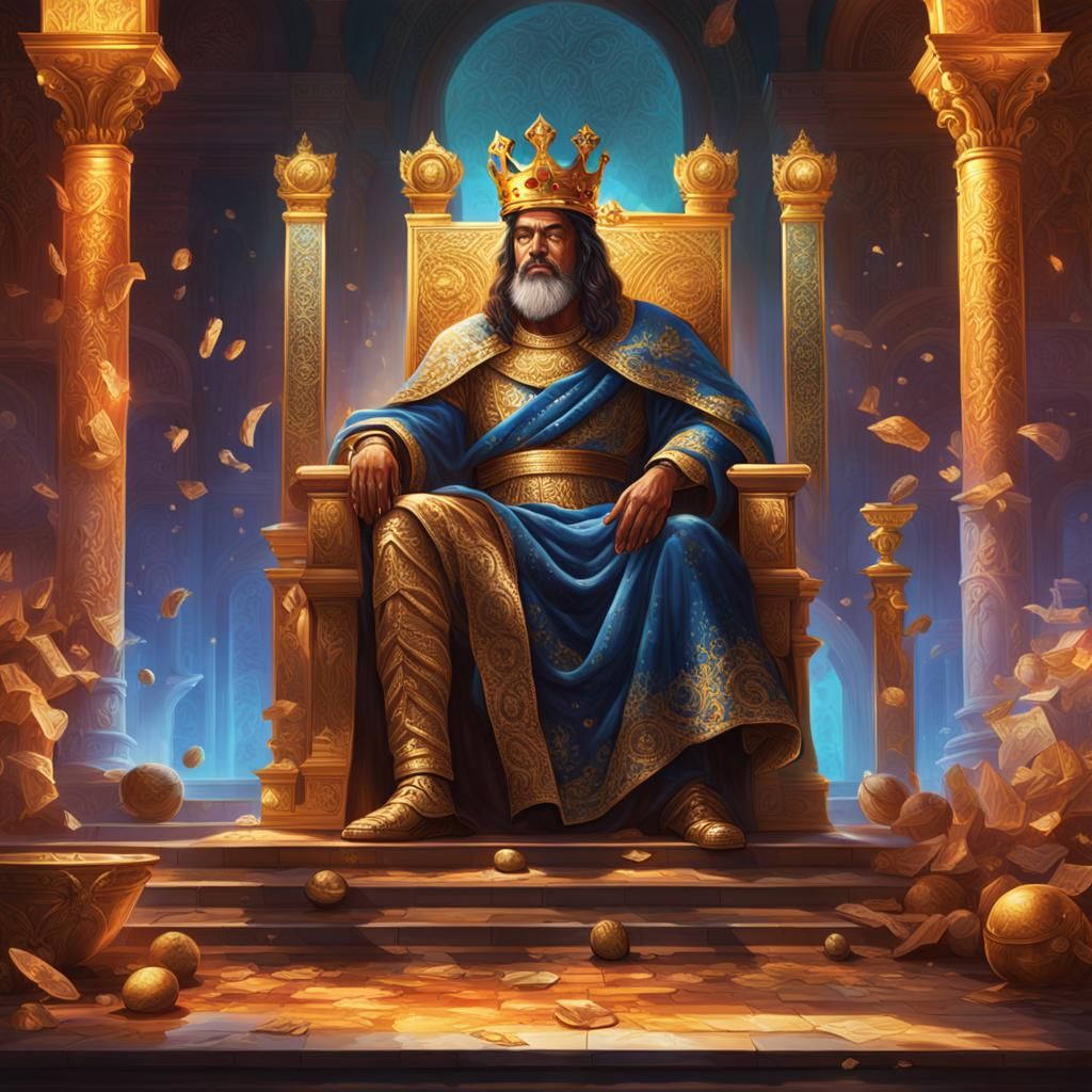 King Solomon on His Throne in Hyperrealistic Style