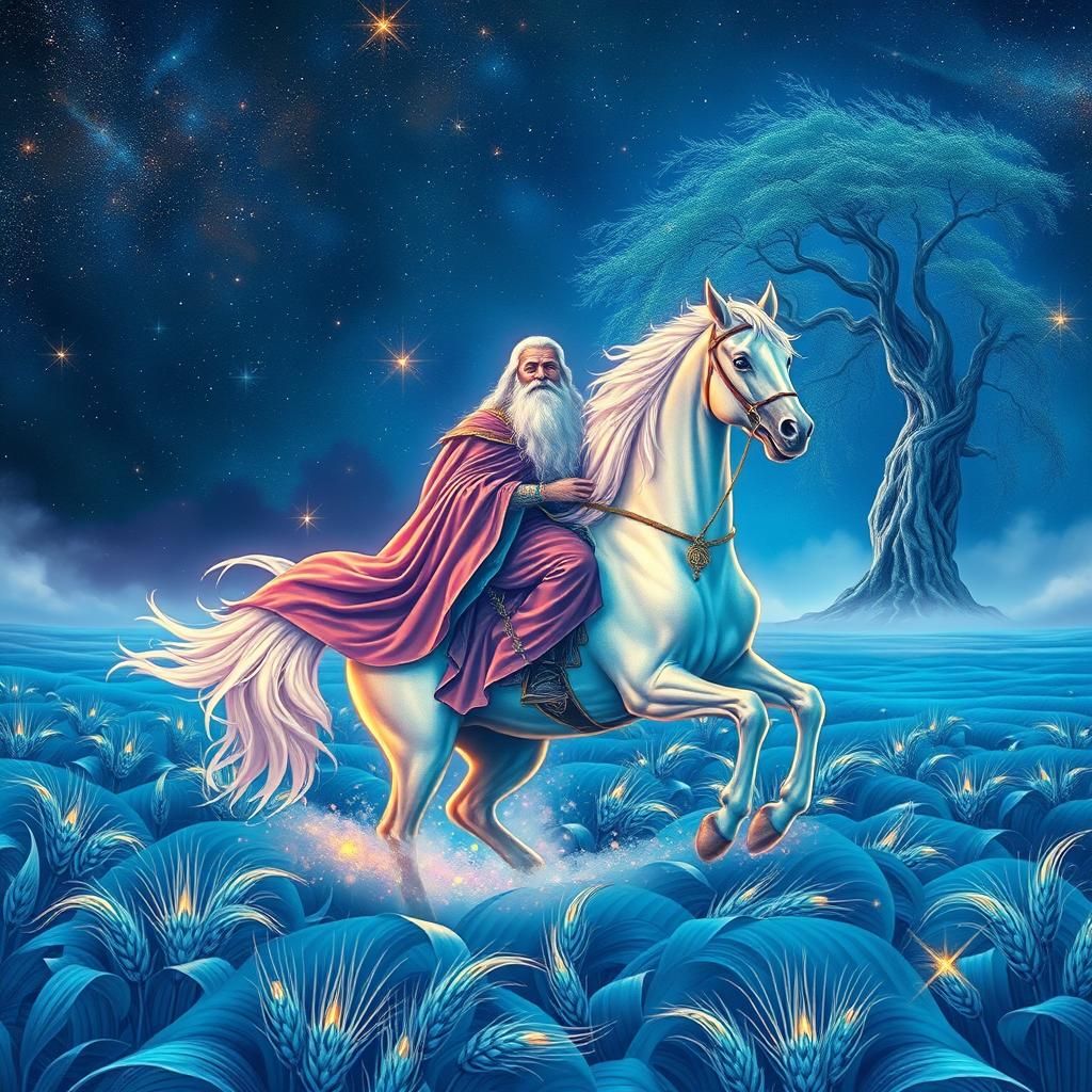 Cosmic Rider in Psychedelic Astral Landscape