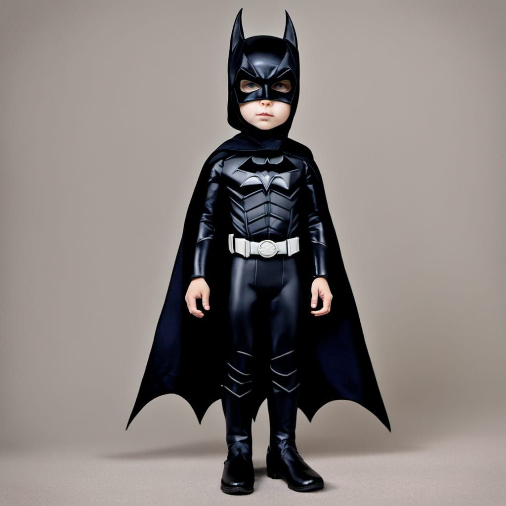 Childhood Batwoman in Black Batsuit with Cape