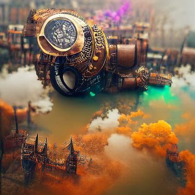 Detailed Steampunk City in Matte Painting Style