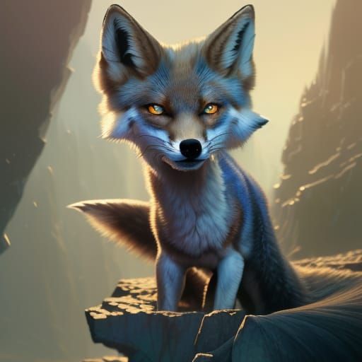 Iceberg Blue Fox Portrait in Dark Fantasy Style