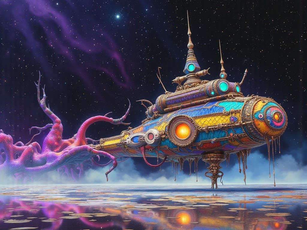 Futuristic Spaceship Mutated by Biomechanical Parasite