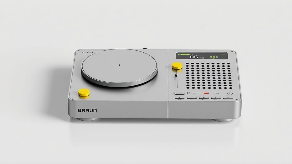 Sleek Industrial Retro-Futuristic Music Player Inspired by C...