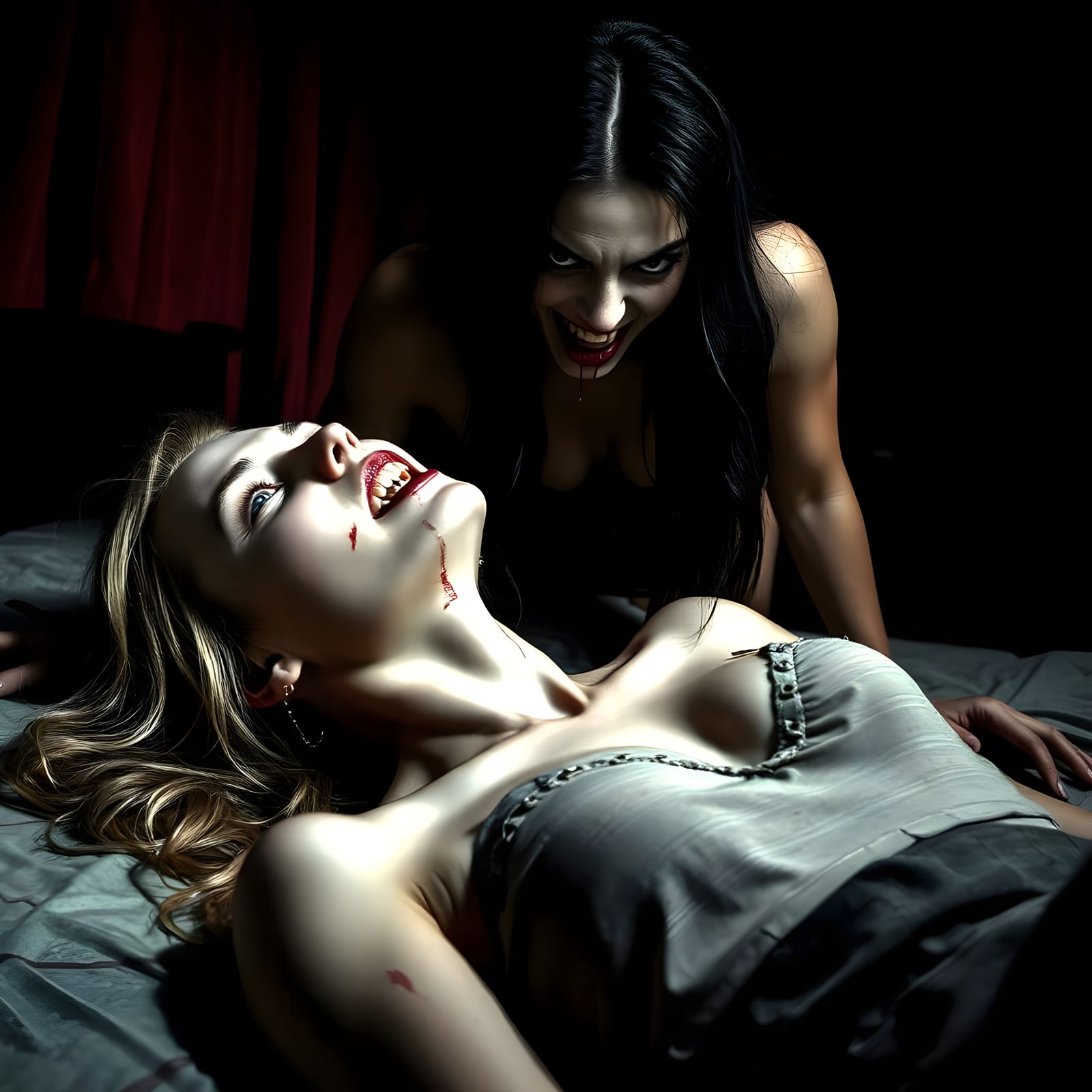 Vampire's Gaze: A Bloody Bedroom Encounter