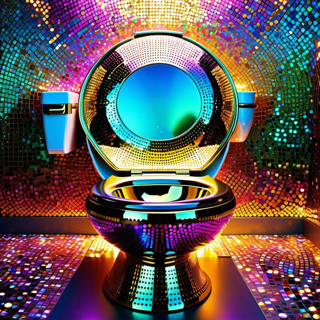 Futuristic Disco Ball Toilet Relic in Blobitecture Style