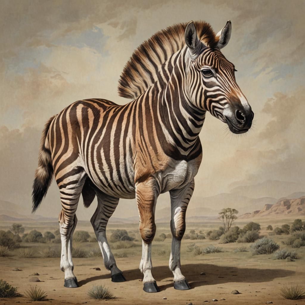 Hyperrealistic picture of an extinct quagga, formerly found ...