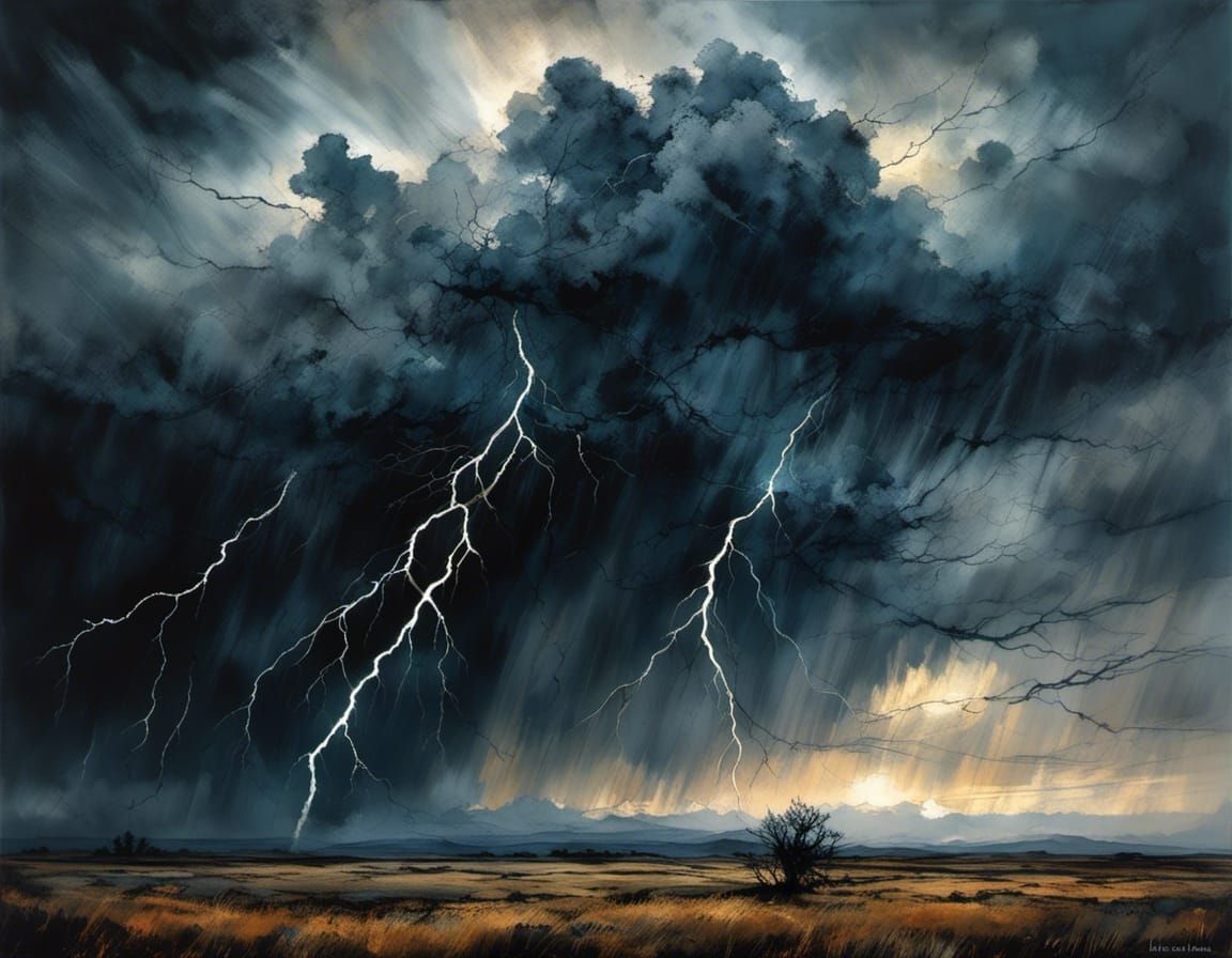 Dramatic Storm Over Snowy Landscape