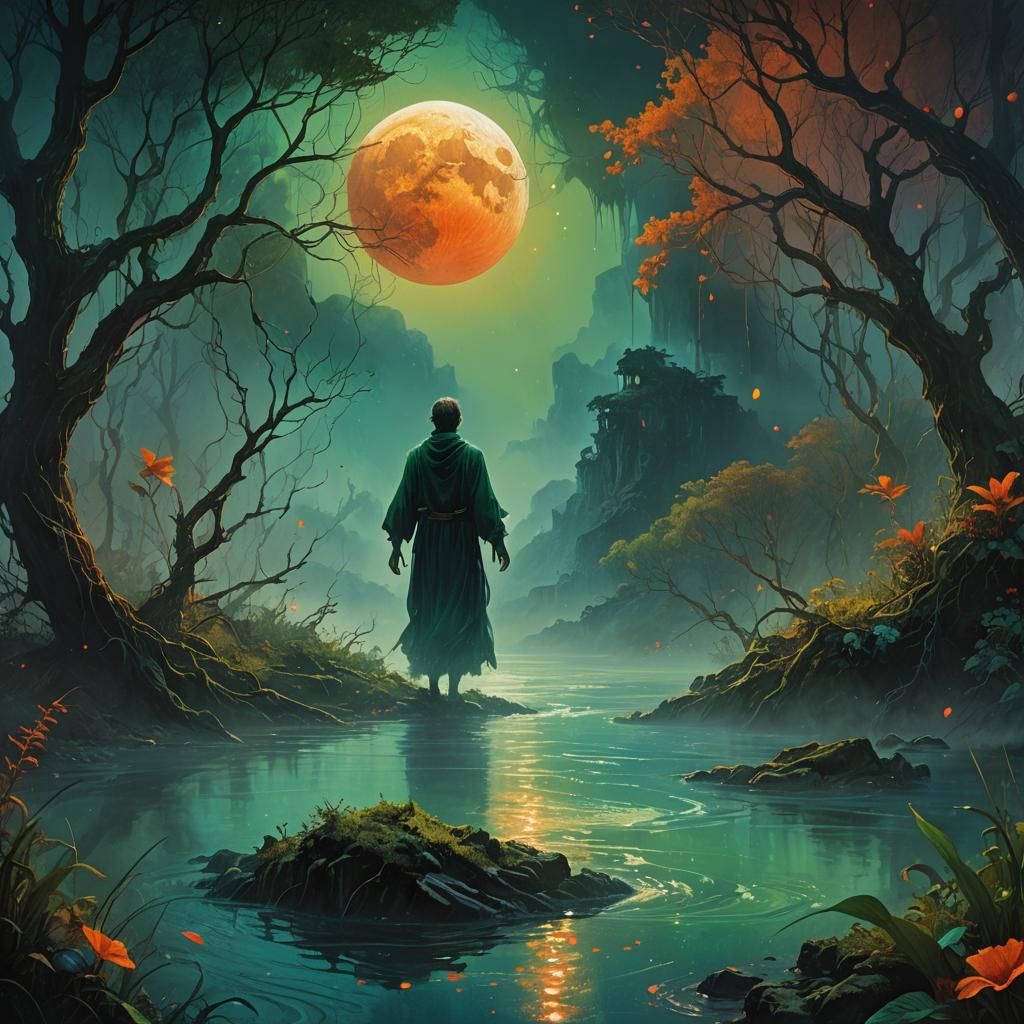 Surrendering Soul to the River Red Moon: Concept Art