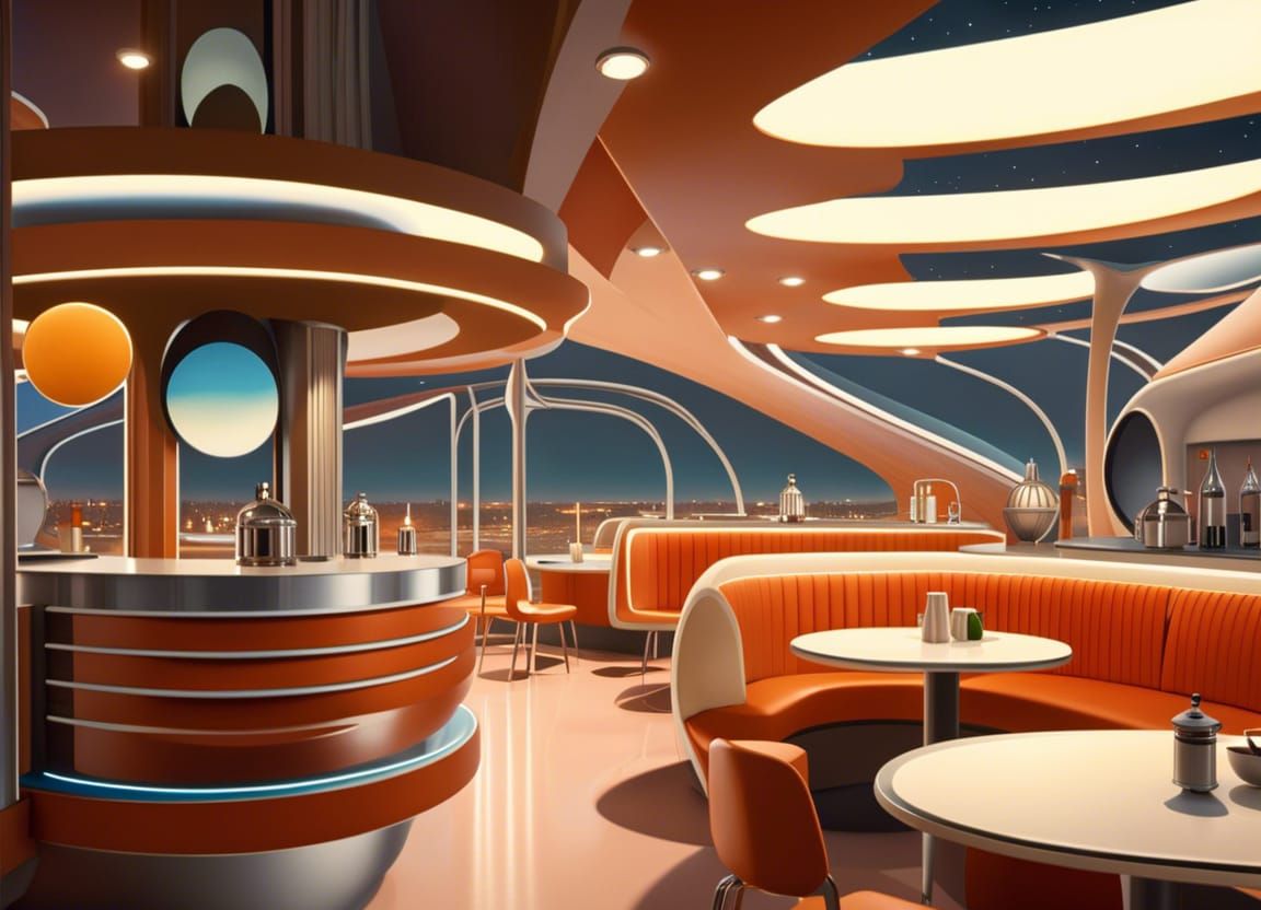 Space Age Howard Johnson's on Mars in Googie Style
