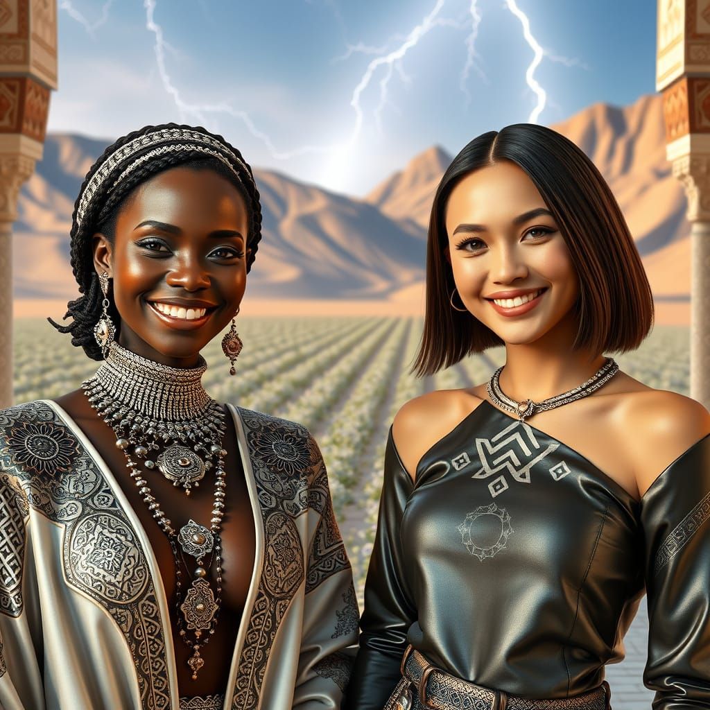 Futuristic Moroccan Women in Anime Art Style