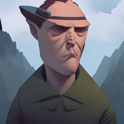 Creepy Man Portrait in Neo-Dada Style