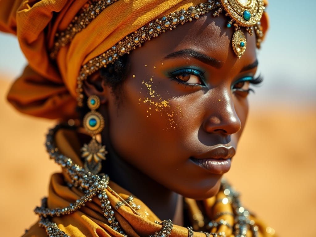 Retro Futuristic Sandpunk Tuareg Portrait