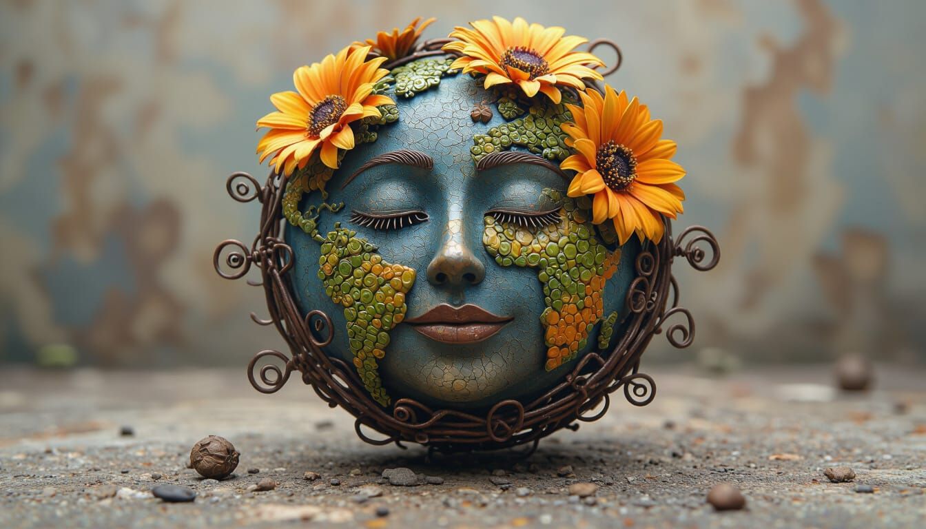 Intricate Metal Wire Vanitas Still Life in Vorticism Style