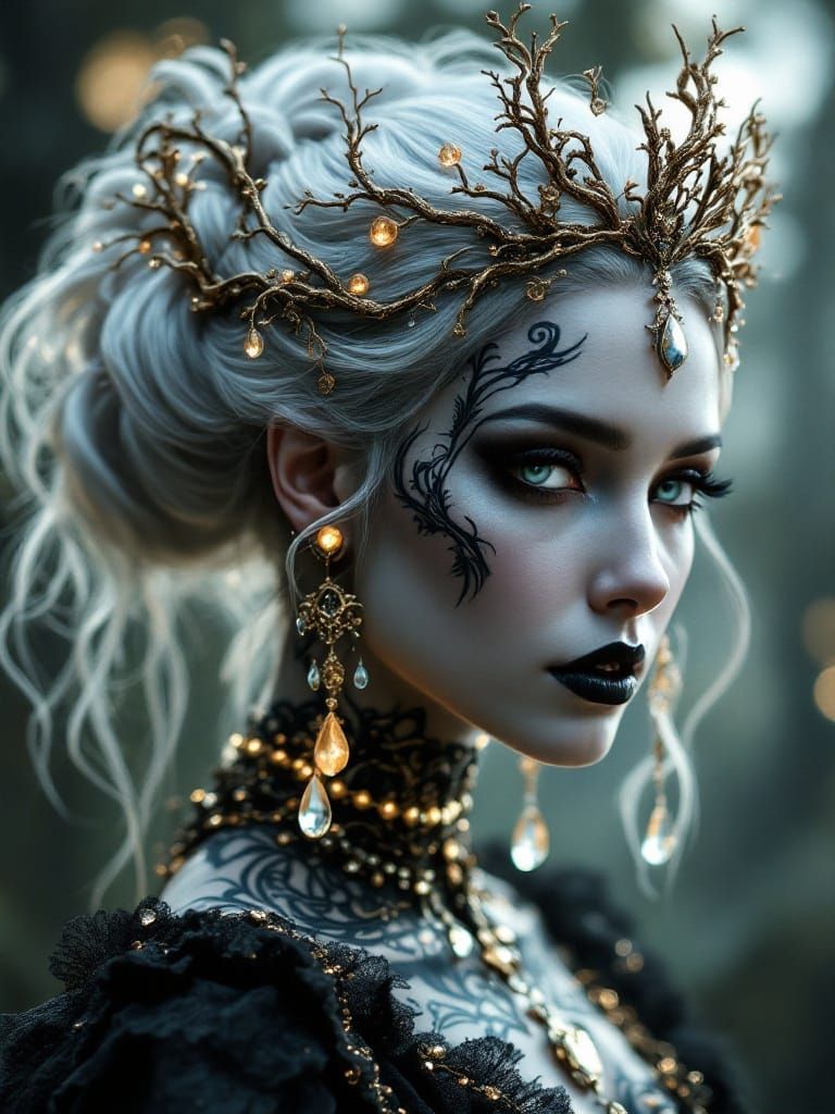 Gothic Empress in Luxurious, High-Fantasy Regalia