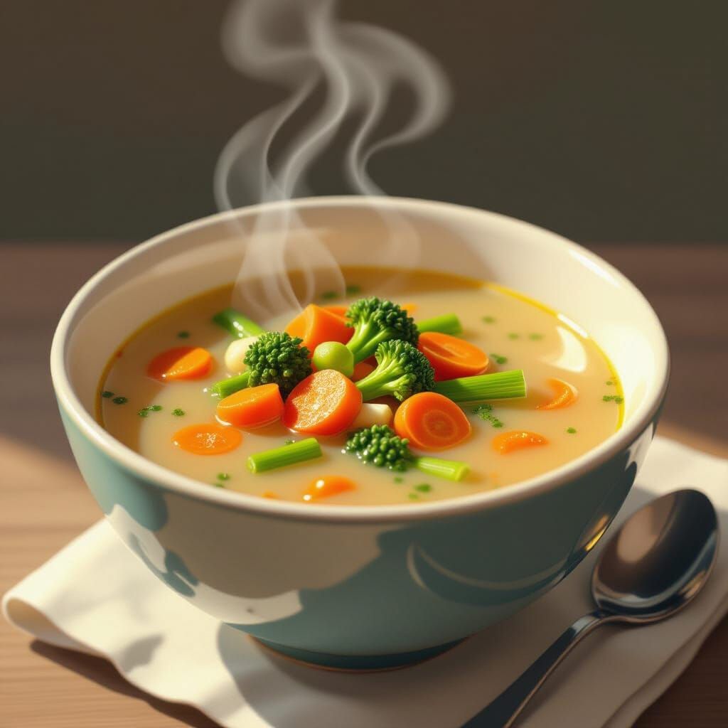 Vegetable Soup Bowl in Digital Art Style