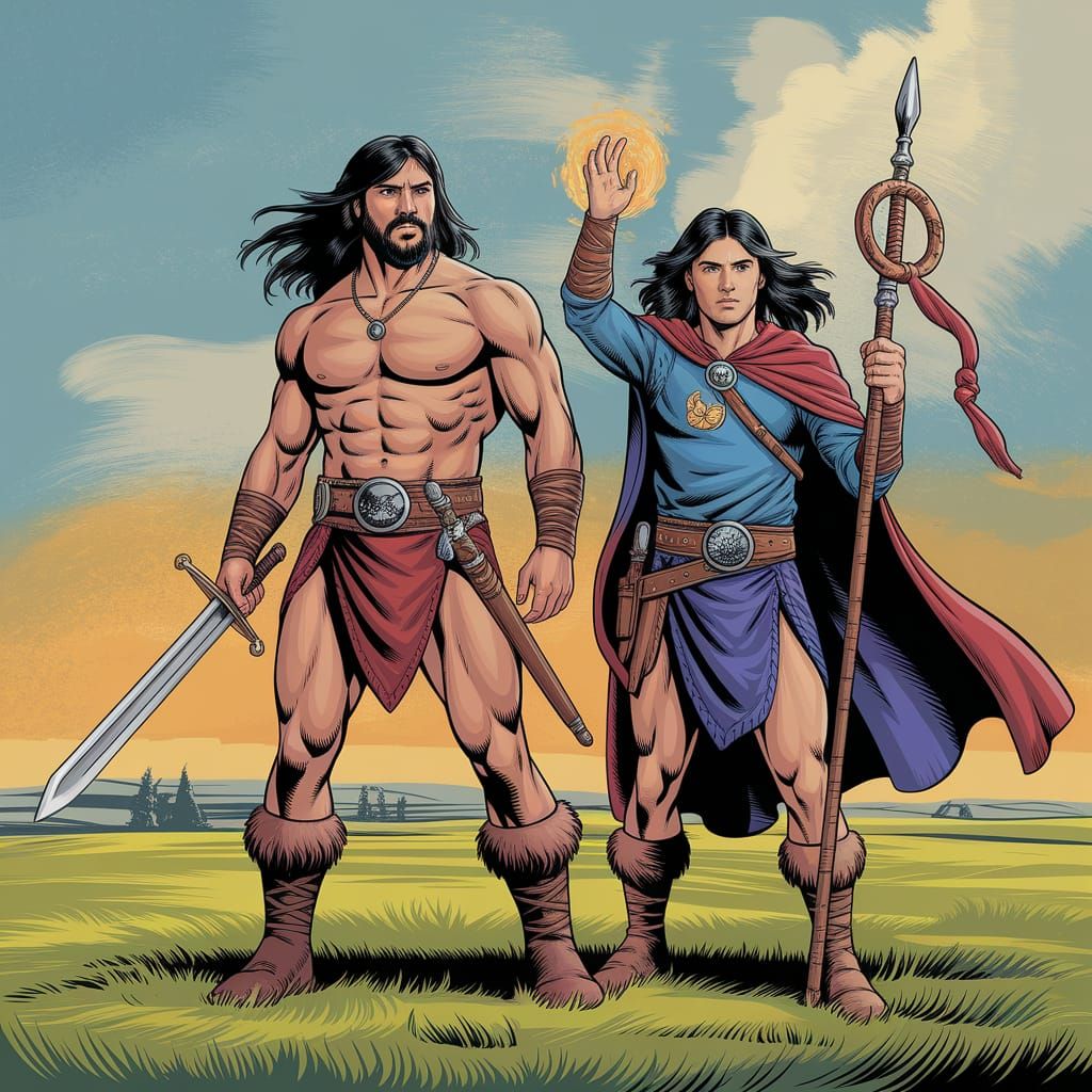 Conan and Wizard Friend on Cimmerian Plains