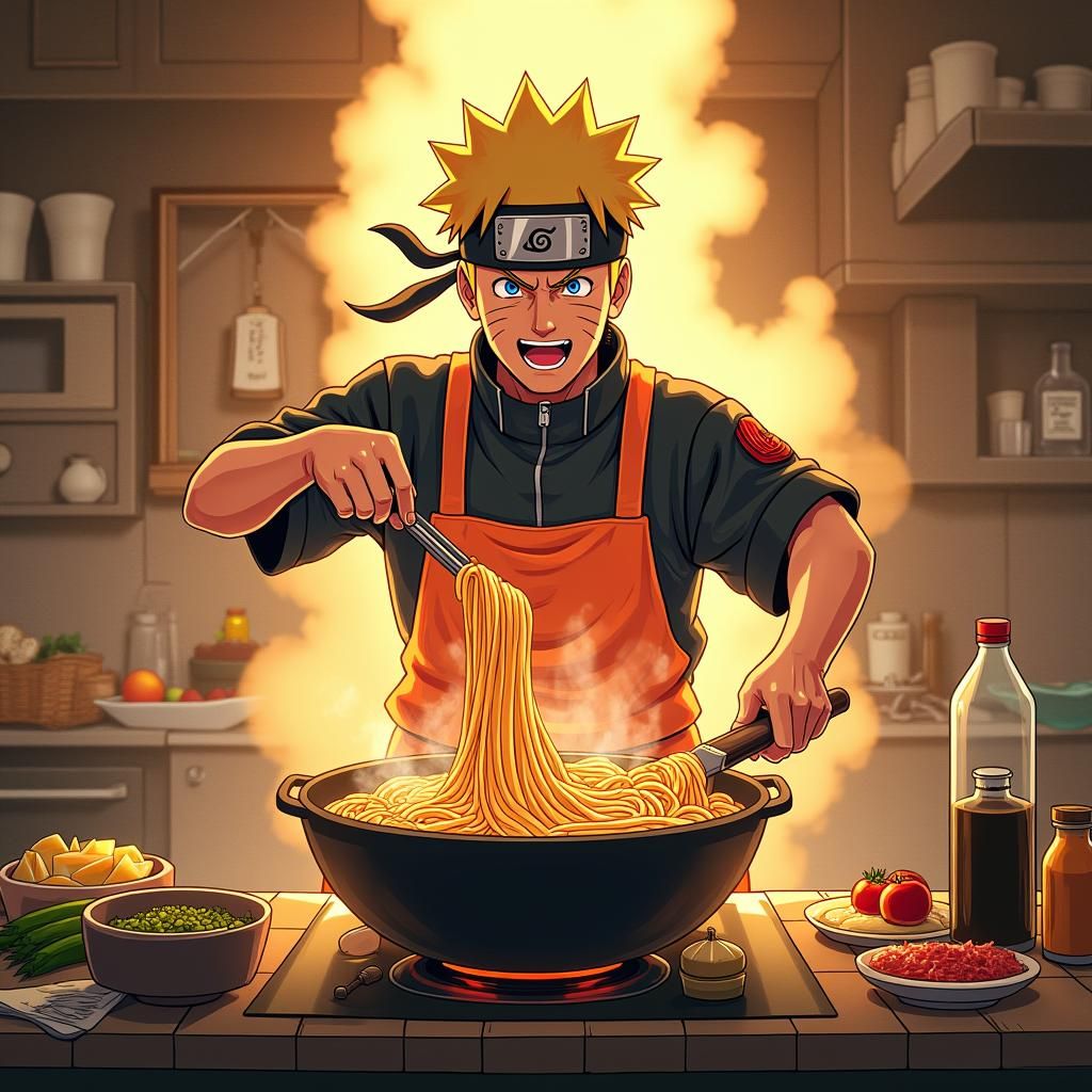 Naruto Cooking Ramen: Anime-Inspired Kitchen Scene