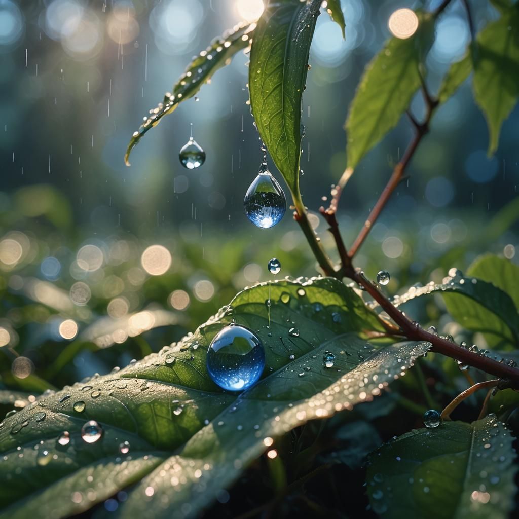 Dewdrop's Glistening Embrace: A Microcosmic Digital Masterpi...