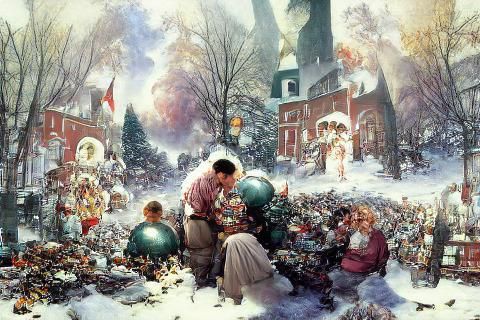 Nostalgic Christmas Scene in Rockwell Style