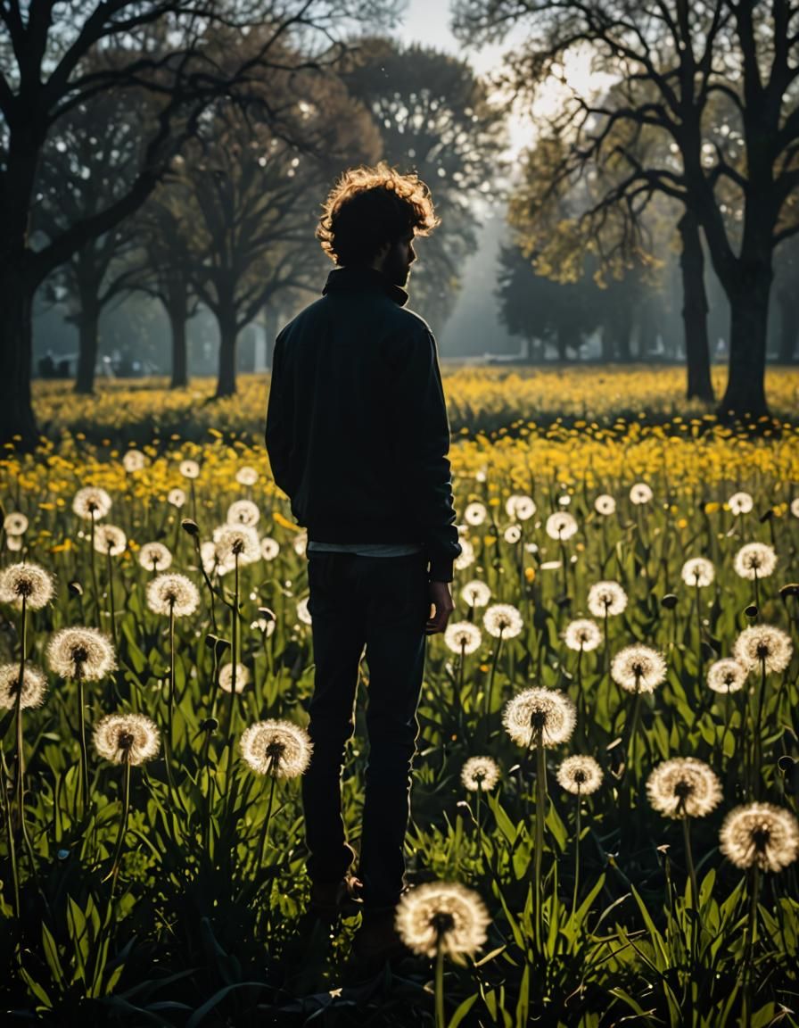 Silhouette Within Dandelion